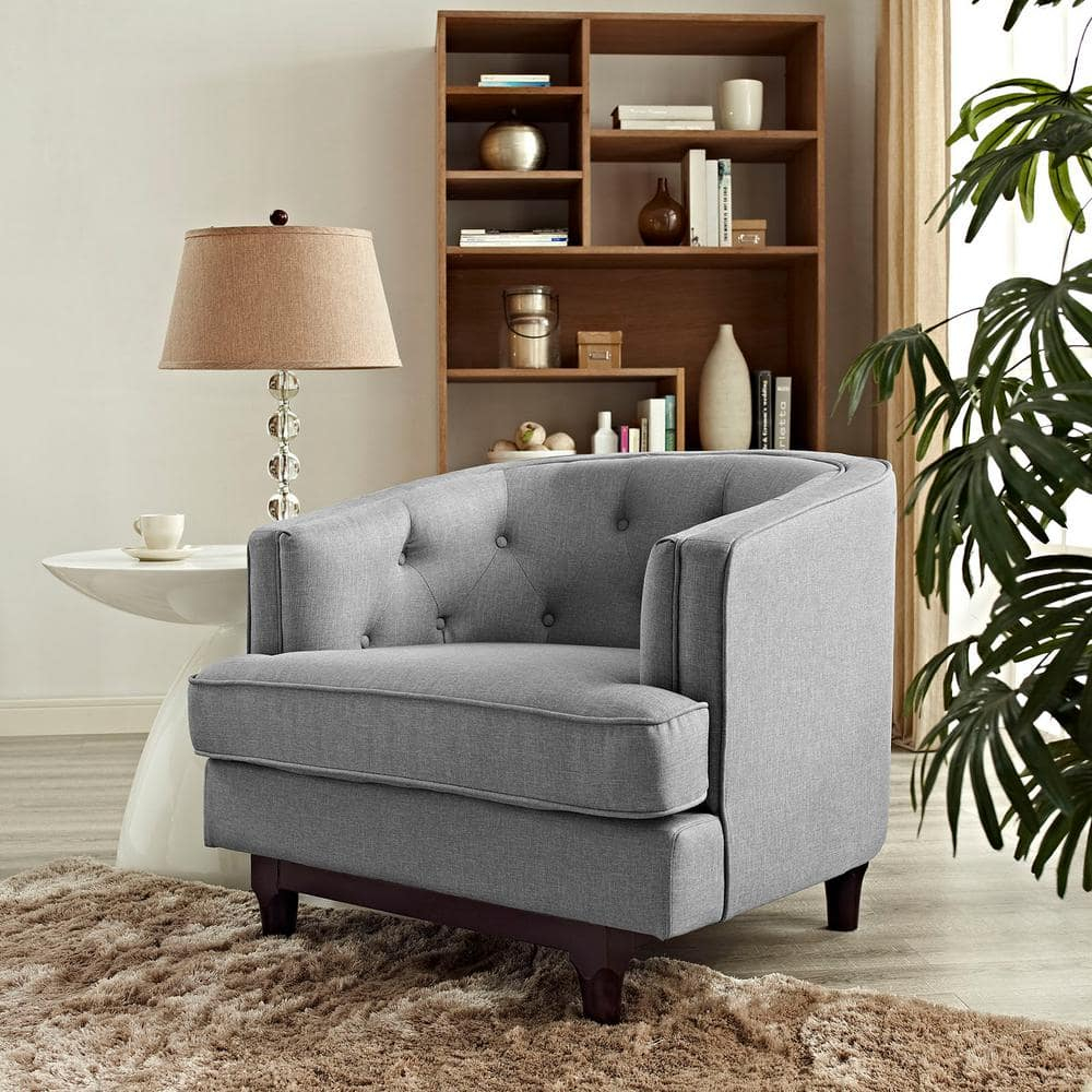 Modway Coast Upholstered Fabric Armchair in Light Gray