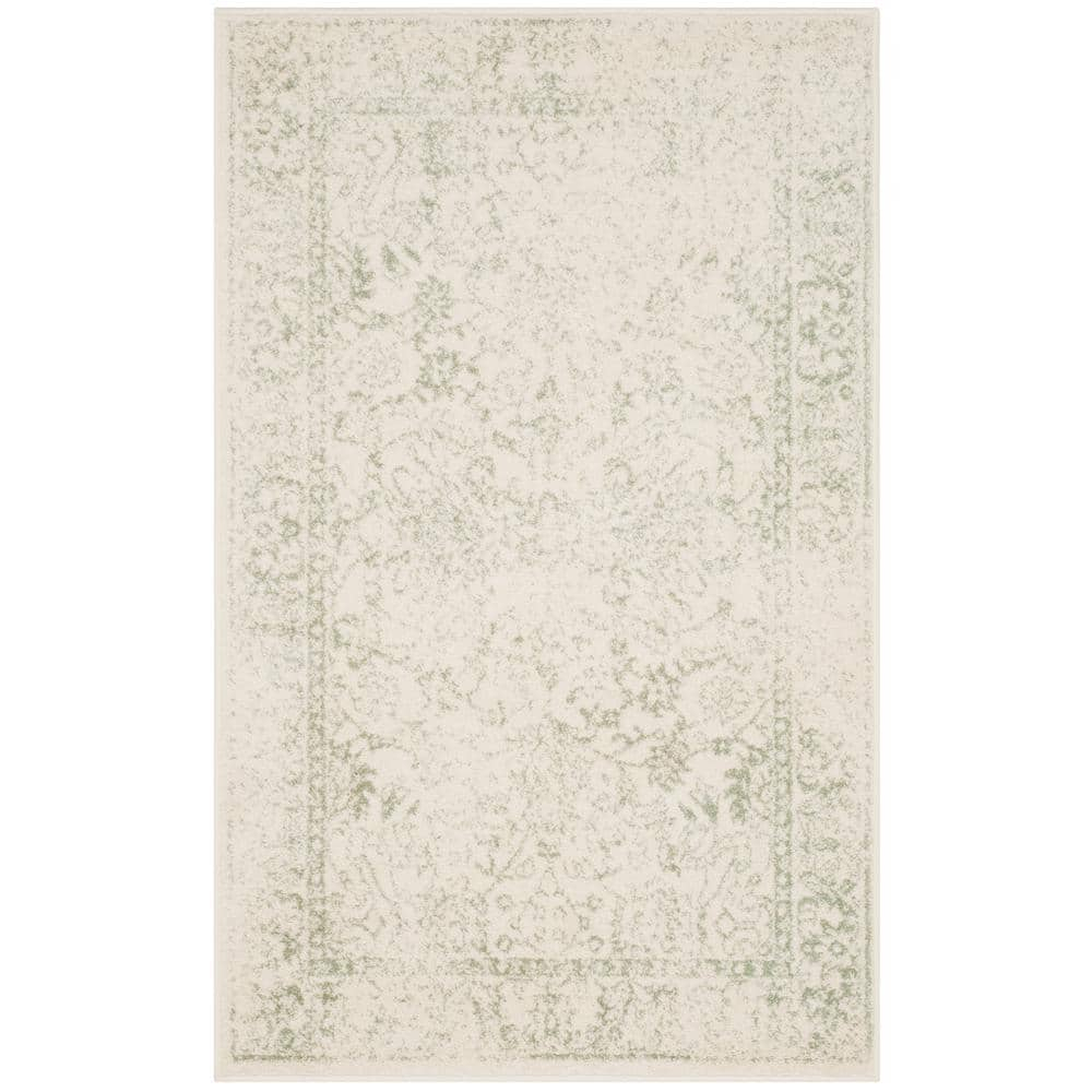 SAFAVIEH Adirondack Wyatt Distressed Area Rug, Ivory/Sage, 3' x 5'