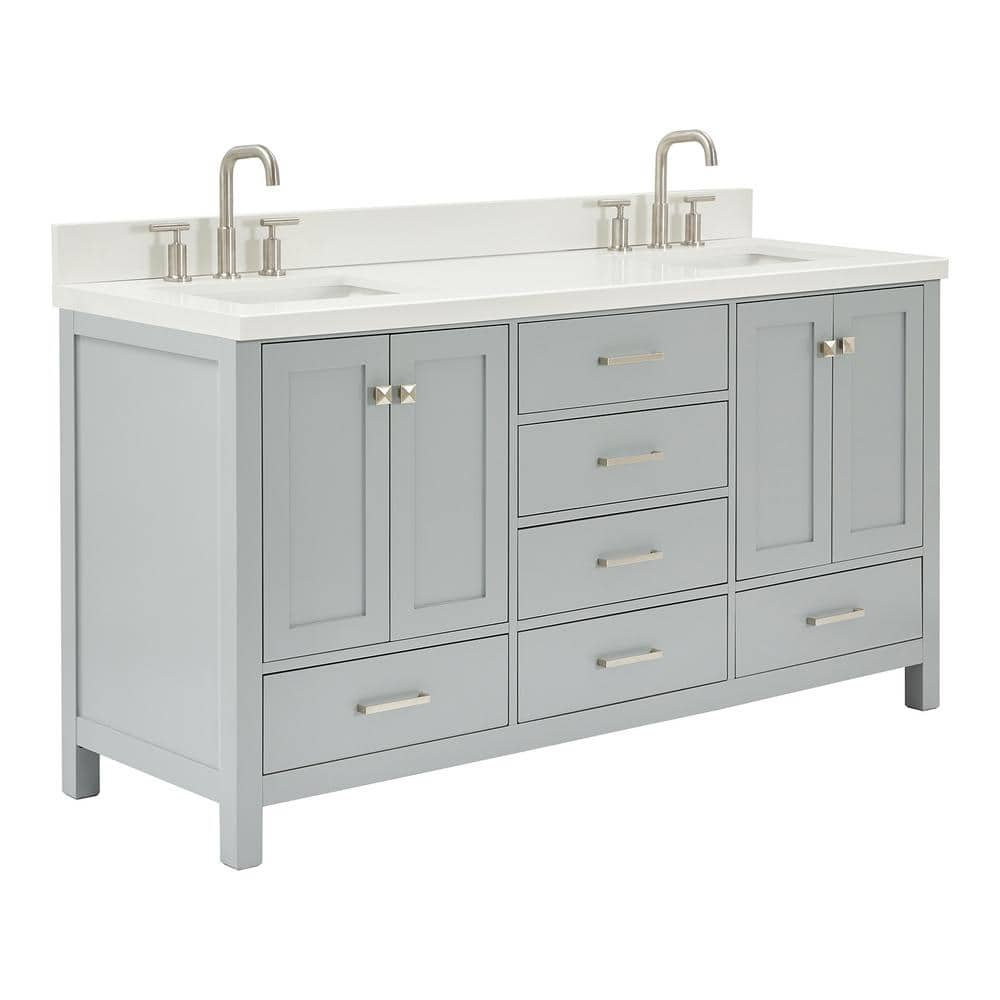 Ariel A067dwqrvo Cambridge 67" Free Standing Double Rectangular Basin Vanity Set - Grey