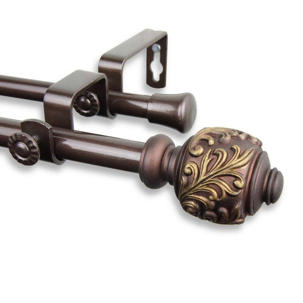 Home Window Decorative Tilly Double Curtain Rod 28-48 inch - Cocoa
