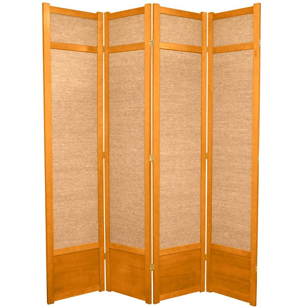 Oriental Furniture 7 Ft Tall Jute Shoji Screen, honey, 4 panel