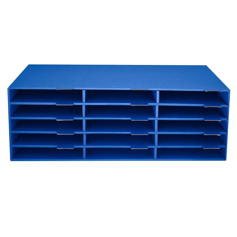 9.5 in. x 29 in. Blue 15-Slot Construction Paper Storage Organizer
