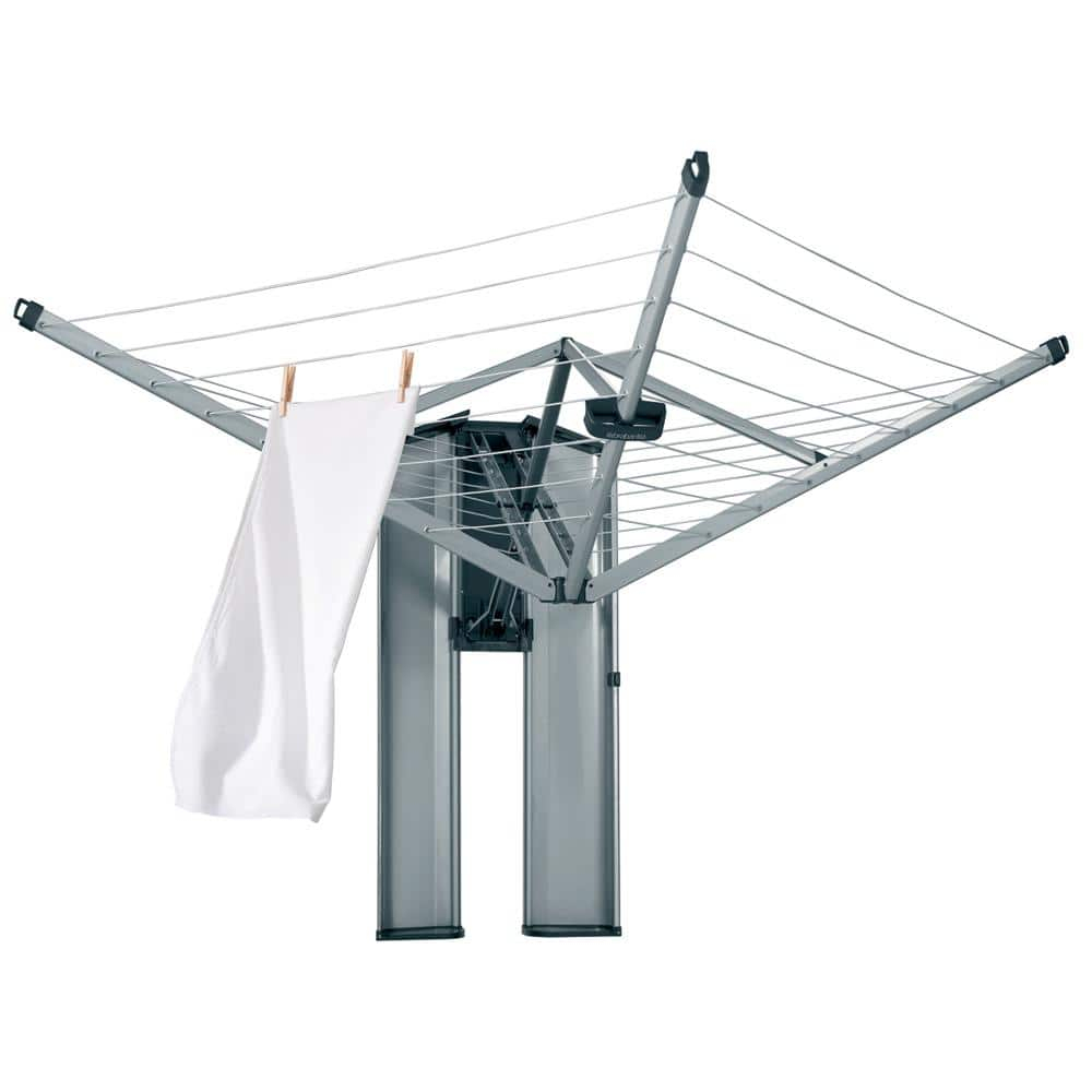 Brabantia Matt Steel Wall-Mounted Retractable Clothesline with Storage Box