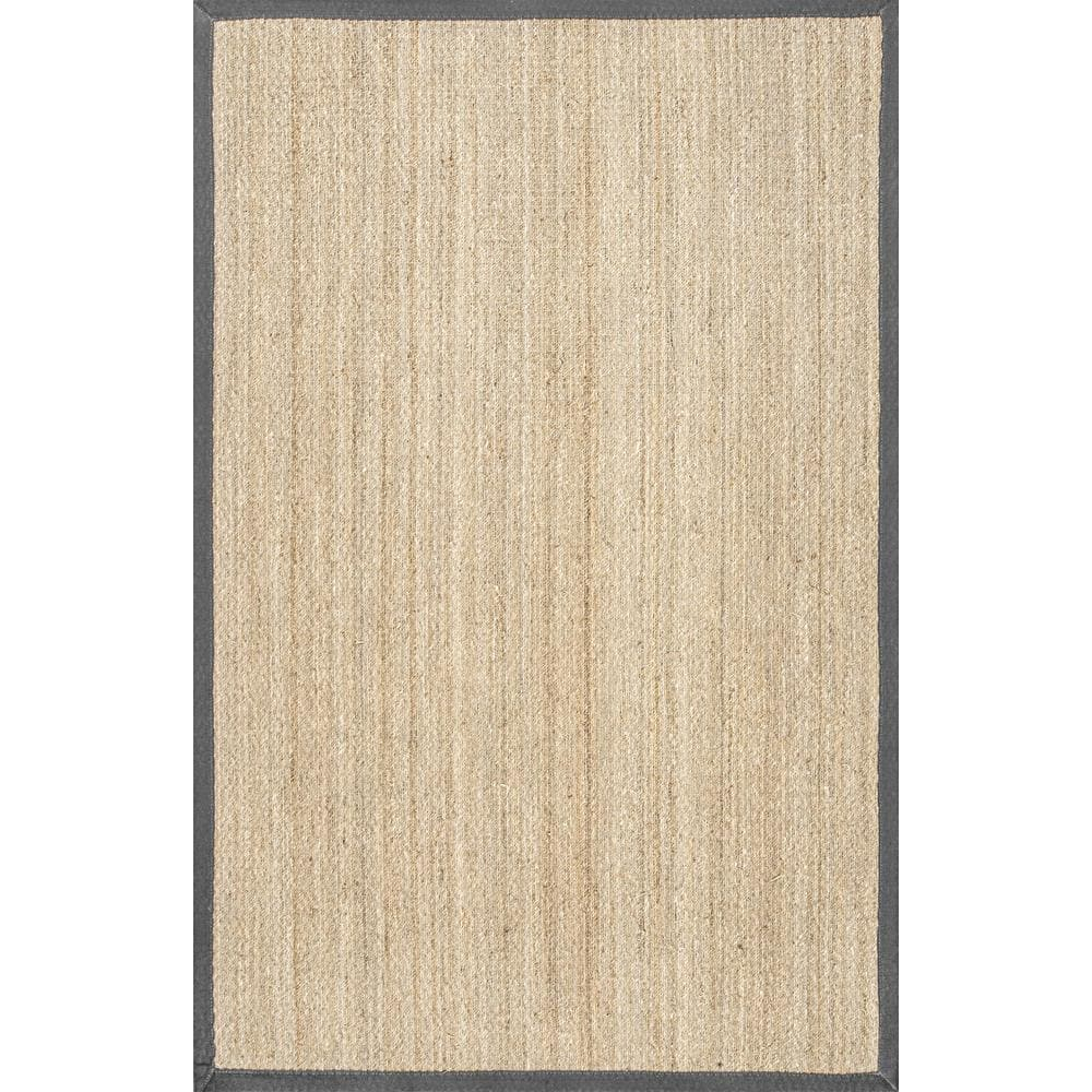 nuLOOM Elijah Seagrass Natural Area Rug, 4' x 6', Dark Gray