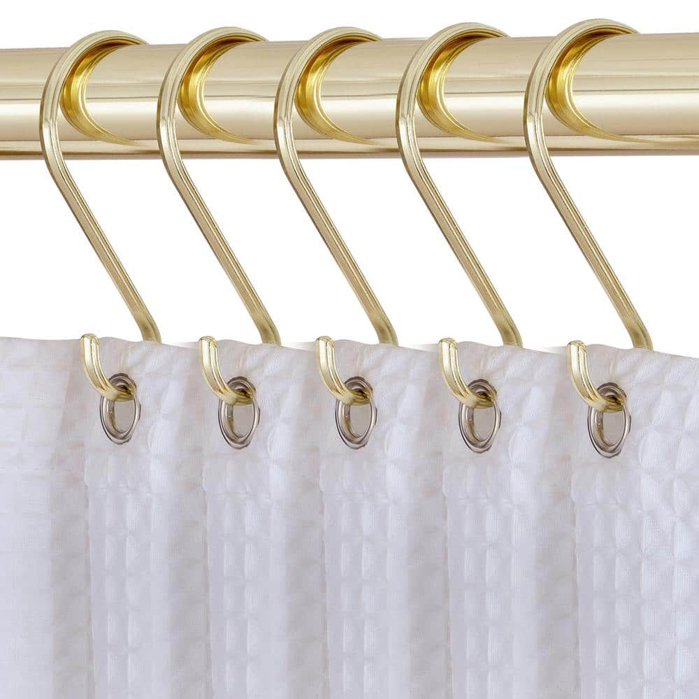 Utopia Alley HK15GD 1.7 x 3.3 Pulg. Ganchos para Cortinas de Baño y Cortinas de Baño de Zinc Inoxidable en Forma de S, Dorado - Juego de 12