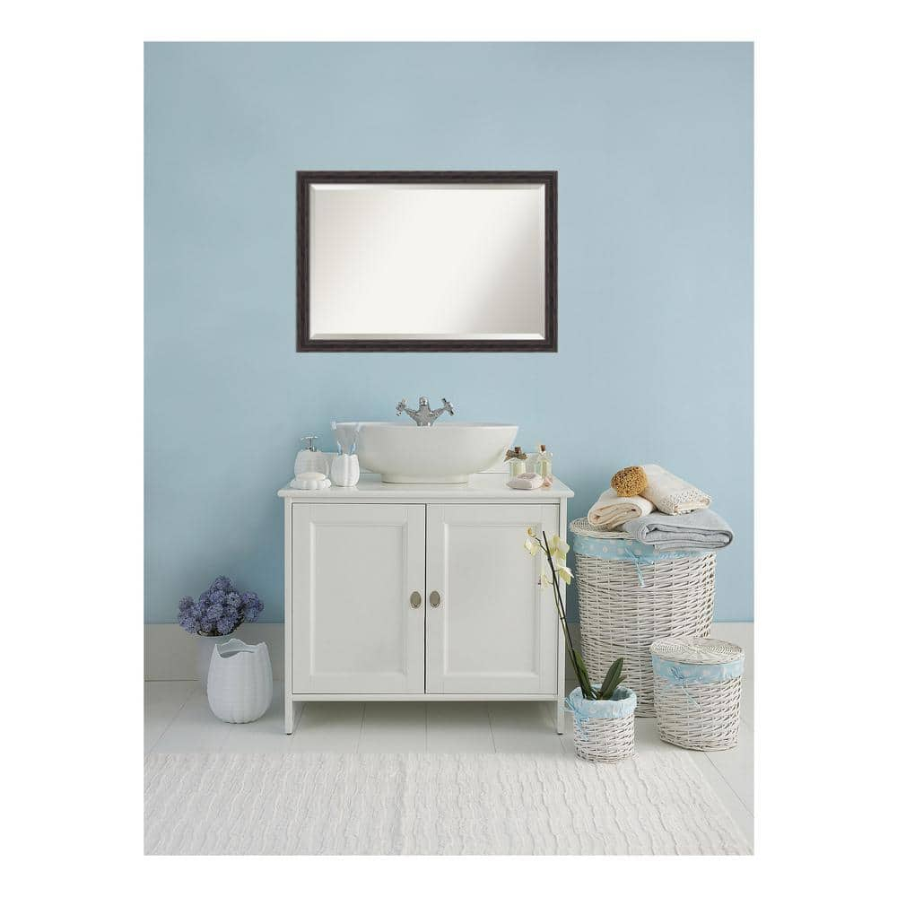Amanti Art Bathroom Mirror Extra Large, Narrow Rustic Pine 39 x 27-inch - 27.38 x 39.38 x 0.751 inches deep