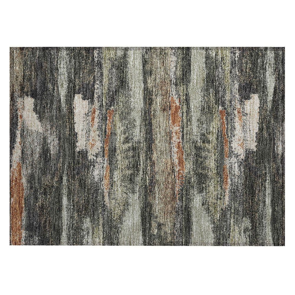 Gray Abstract Flat Woven Washable Rectangular Rug 5' x 7'