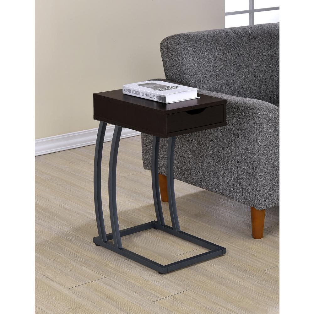 Coaster Wood 1-Drawer Accent Table with Charging Ports in Cappuccino