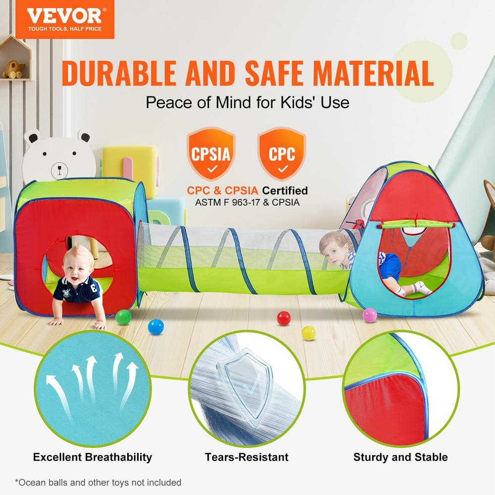 3 in 1 Kids Play Tent with Tunnel, Multi Color