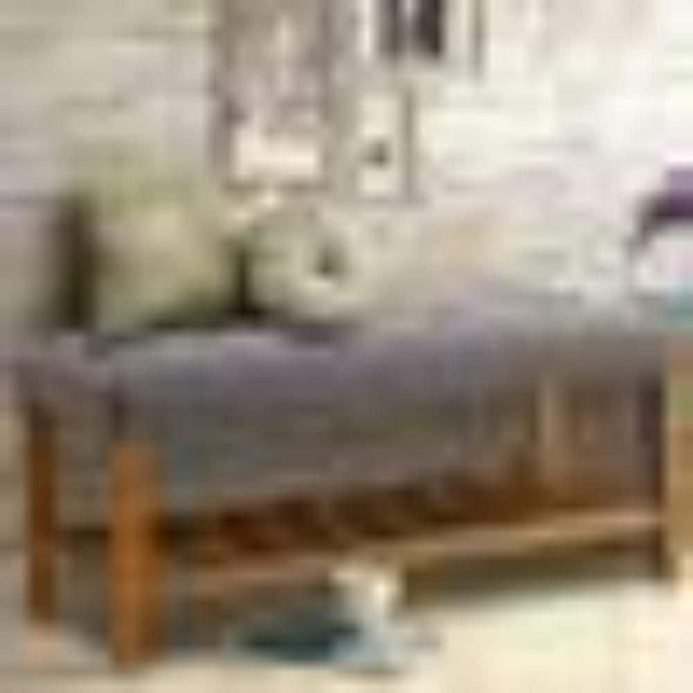 Benzara Wooden Bench, Gray & Oak