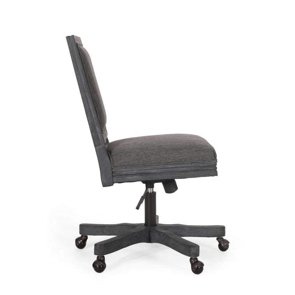 Noble House Printz Wood Swivel Office Chair, Charcoal and Natural