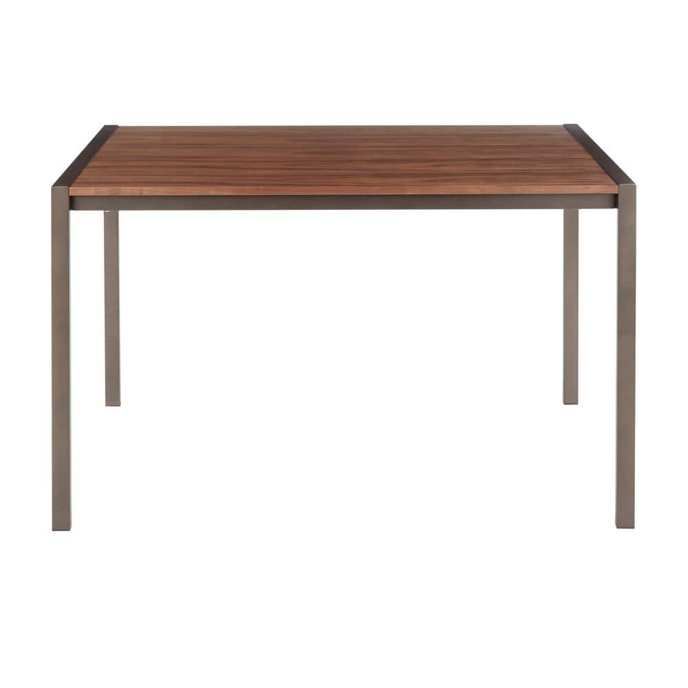 Fuji Industrial Dining Table in Antique Metal with Walnut Wood Top by LumiSource