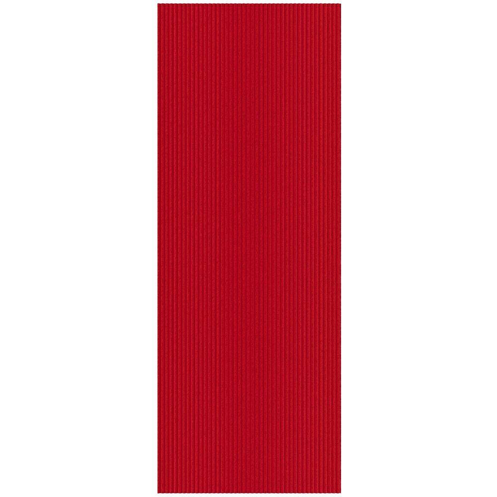 Ottomanson Hallway Runner Waterproof Non-Slip Rubberback 2x6 Indoor/Outdoor Utility Rug, 2' x 6', Red