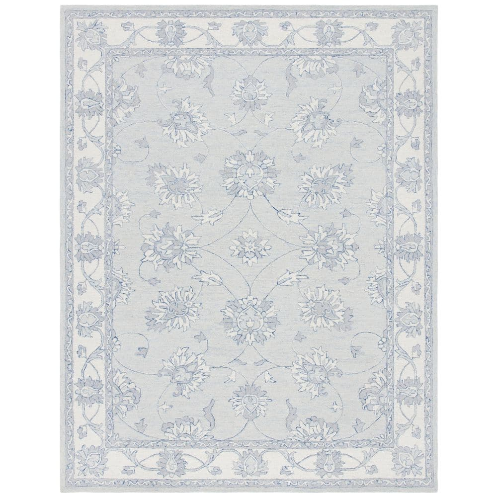 SAFAVIEH Micro-Loop Larry Oriental Area Rug, Light Blue/Ivory, 8' x 10'