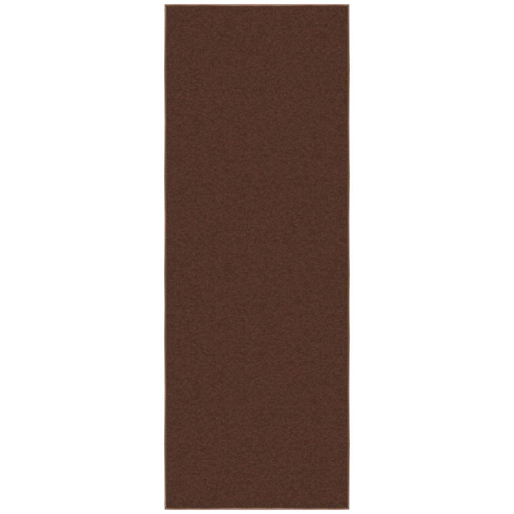 Ottomanson Non-Slip Hallway Runner Rug 2x6 Rubberback Solid Indoor Rug, 2'2" x 6', Brown