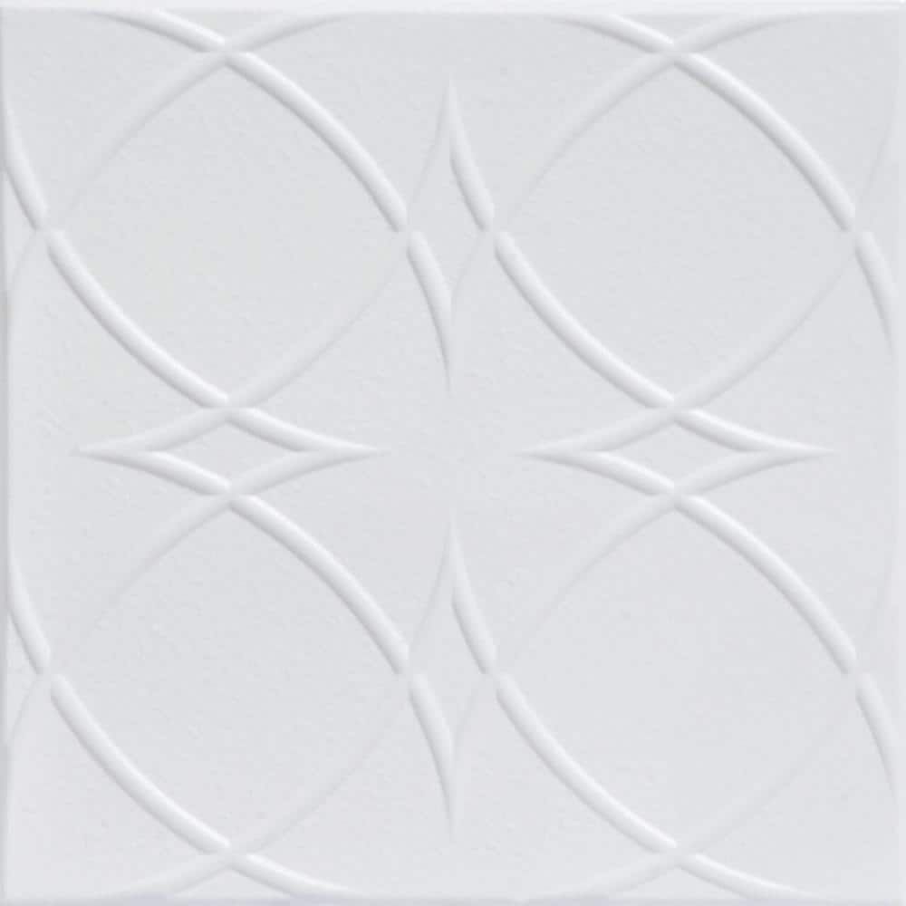 A La Maison Ceilings R82 Circles and Stars Foam Glue-up Ceiling Tile (259.2sq. ft./Case), Pack of 96, Ultra Pure White - Satin (Behr)