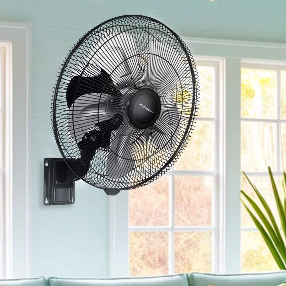 18-inch Black Metal Wall Mounted Fan with 5-Speed Settings