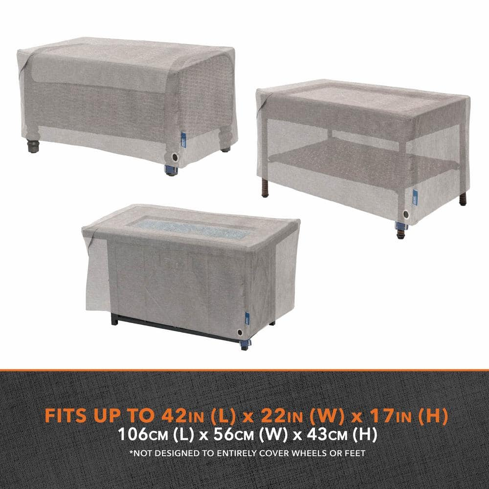 Modern Leisure Garrison Patio Ottoman Cover, Waterproof, 42"L x 22"W x 17"H, Granite Gray