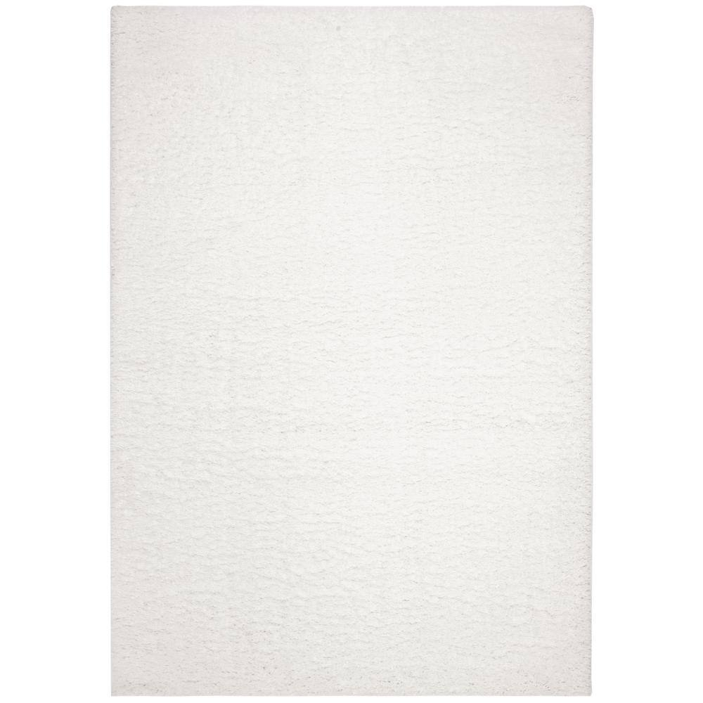 SAFAVIEH August Carlene Solid Plush Shag Area Rug, White, 9' x 12'