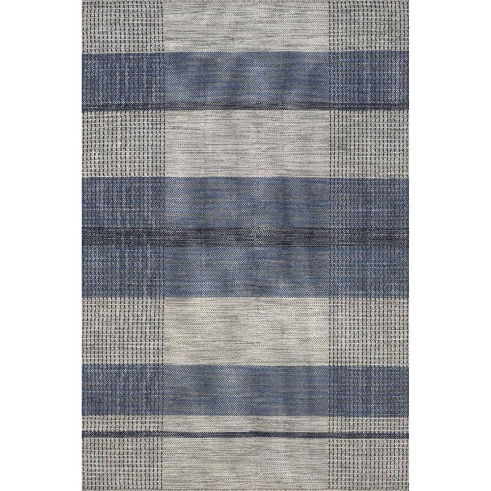 Portland Plaid Wool Blue 8 ft. x 10 ft. Indoor/Outdoor Patio Rug