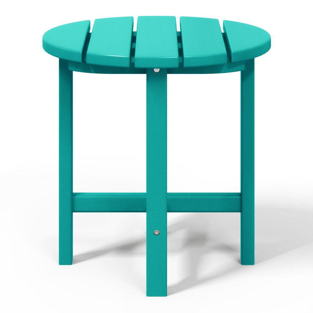 Mason 18 in. Turquoise Poly Plastic Fade Resistant Outdoor Patio Round Adirondack Side Table