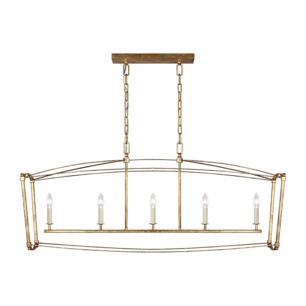 Thayer Antique Gild 5-Light Linear Steel Chandelier