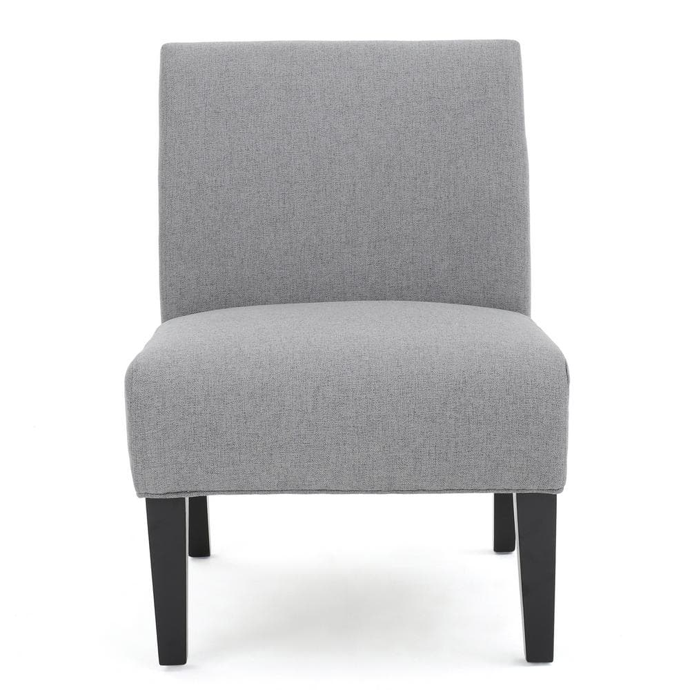 Modern Gray Fabric Armless Slipper Accent Chair with Wood Frame