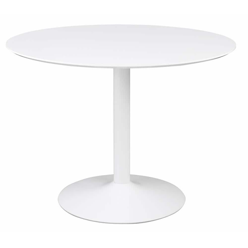 Coaster Lowry Round Pedestal Contemporary Wood Dining Table in White