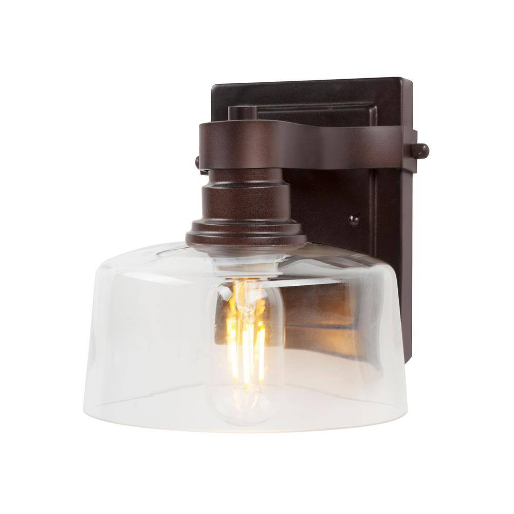 Acopa 1-Light Antique Bronze Wall Sconce with Clear Glass - Antique Bronze