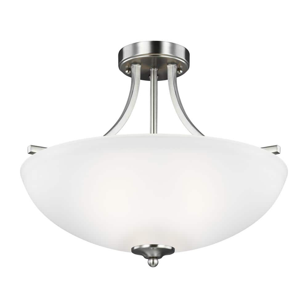 Geary 3-Light Brushed Nickel Semi-Flush Mount Convertible Pendant