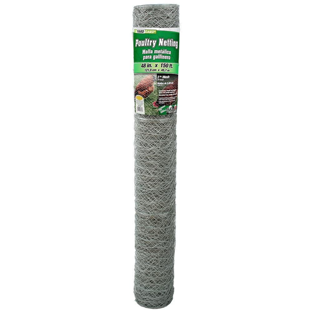 YARDGARD Chicken Wire 2 Inch Mesh 48 Inch X 150 Foot 20 Gauge Galvanized Steel Wire Fence Ideal for Crafting, Garden Protection, Bird Enclosures, Chicken Coops, Poultry Netting and Rabbit Fencing