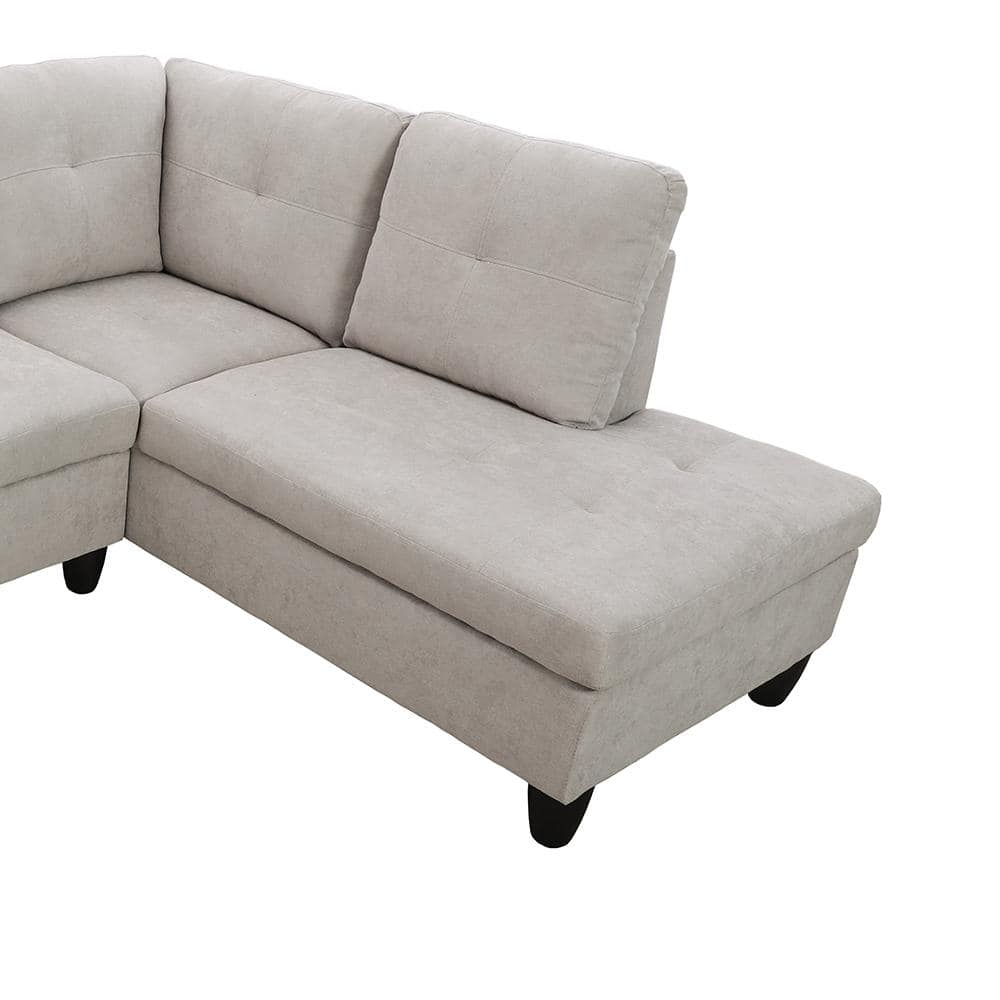 Star Home Living Puebla Linen Fabric Sectional Sofa Set in Gray