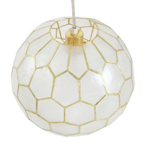 Capiz Honeycomb Globe Pendant in Antique Gold, 12"