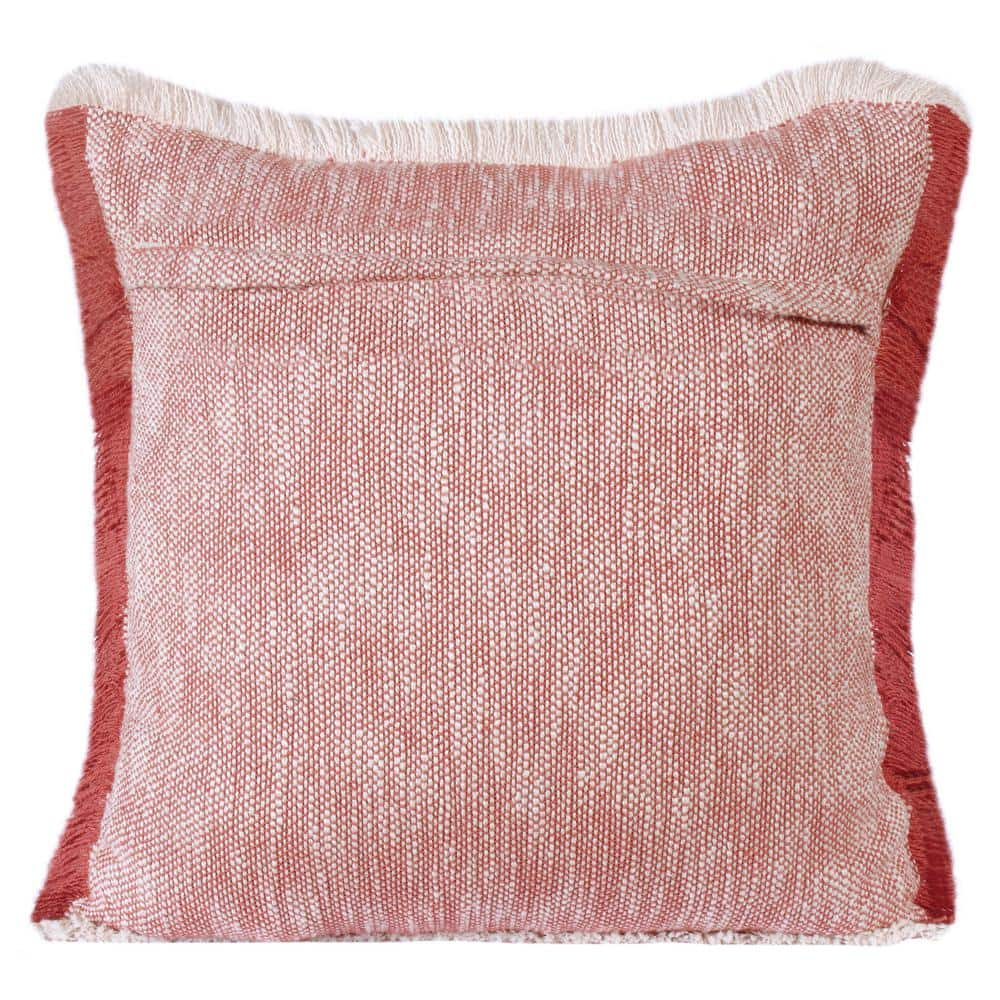 Woven Paths Bennett 20" x 20" Fringed Auburn Red Cotton Adult Decorative Throw Pillow