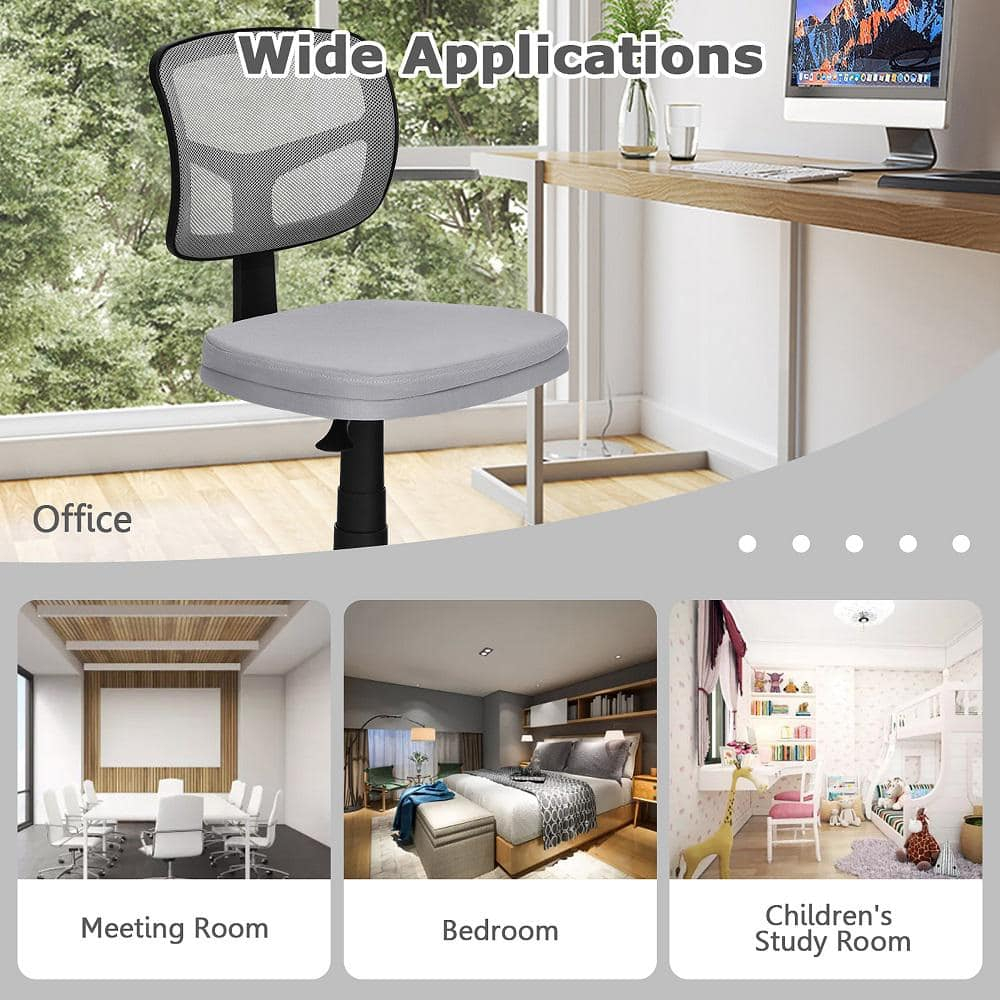 Costway Armless Office Chair Adjustable Swivel Computer Mesh Desk Chair Gray