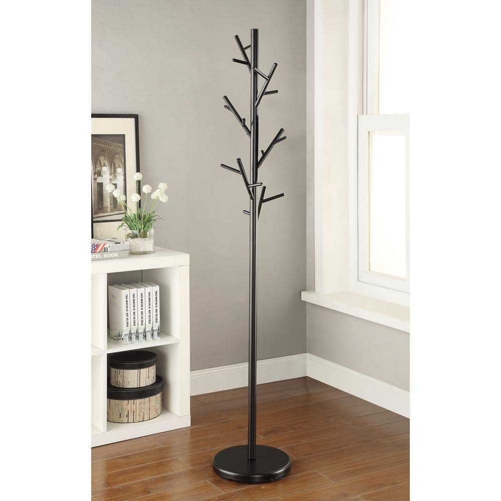 Coaster Contemporary Metal Coat Rack with Round Base in Black