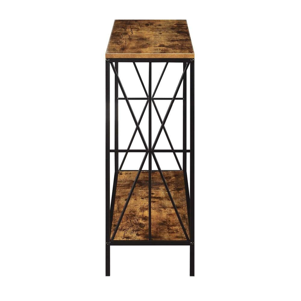 Convenience Concepts Tucson Starburst Console Table with Shelf, Barnwood/Black