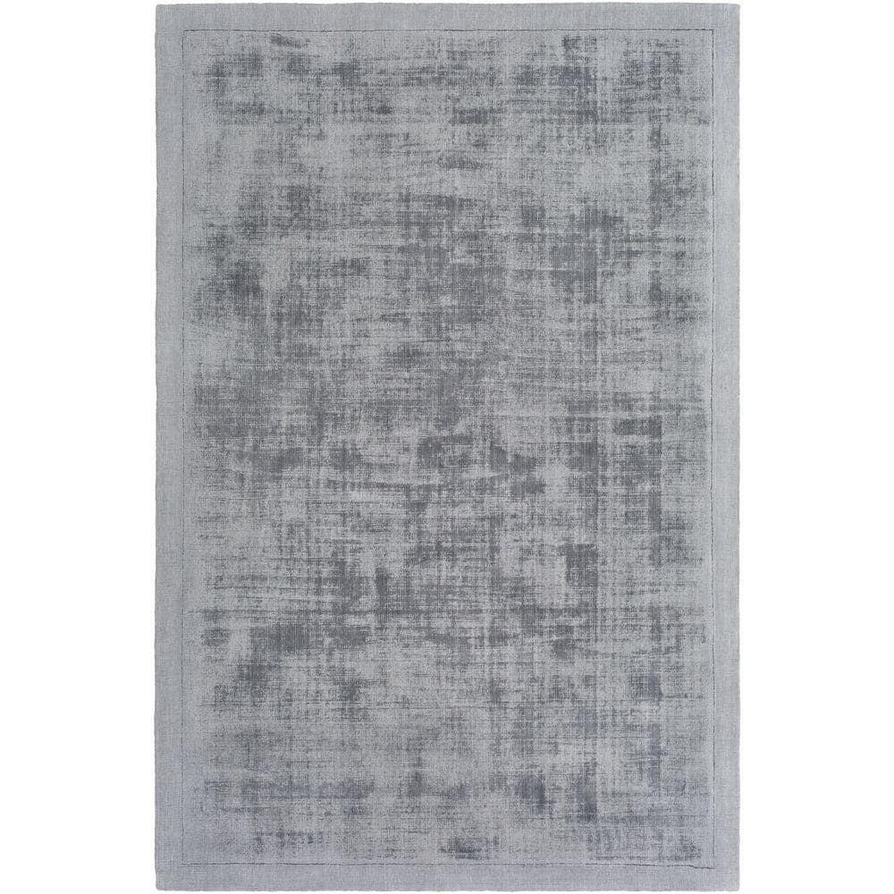 Handmade Gray Wool-Viscose 8' x 10' Rectangular Area Rug