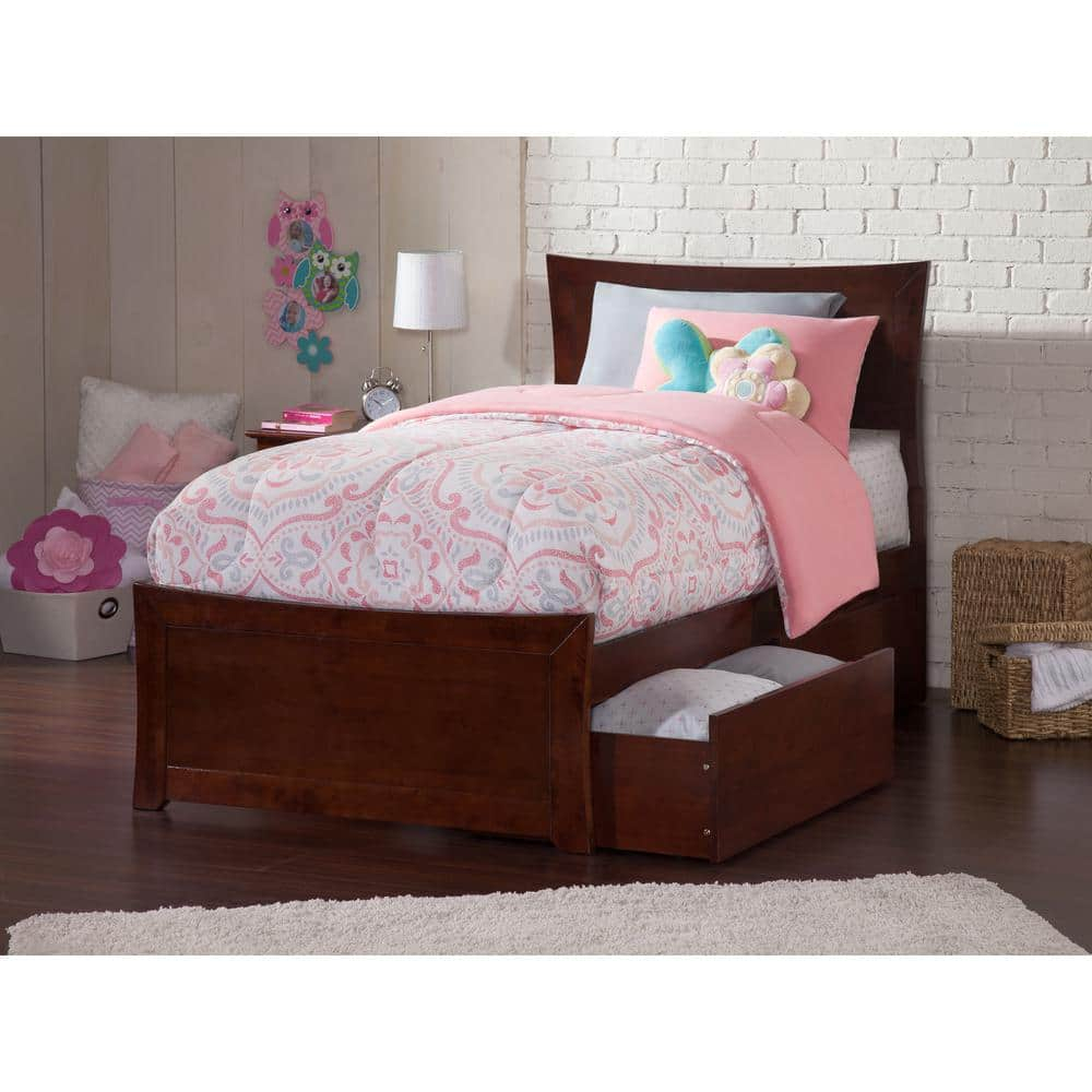 AR9012114 Metro Platform Bed with 2 Urban Bed Drawers, Twin XL, Walnut
