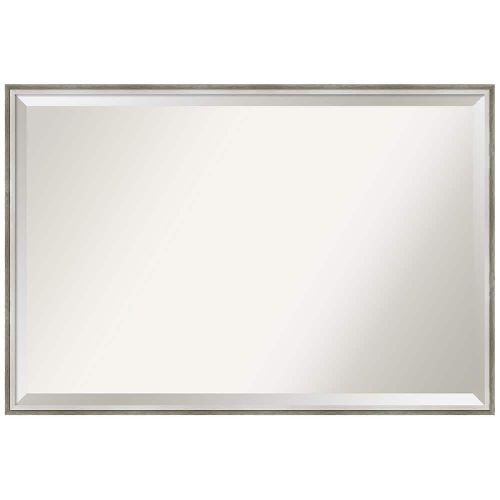Elegant 37" x 25" Bronze and Silver Wood Bathroom Vanity Mirror
