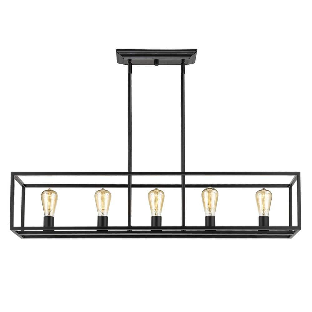 Golden Lighting Wesson 5-Light Linear Pendant in Matte Black
