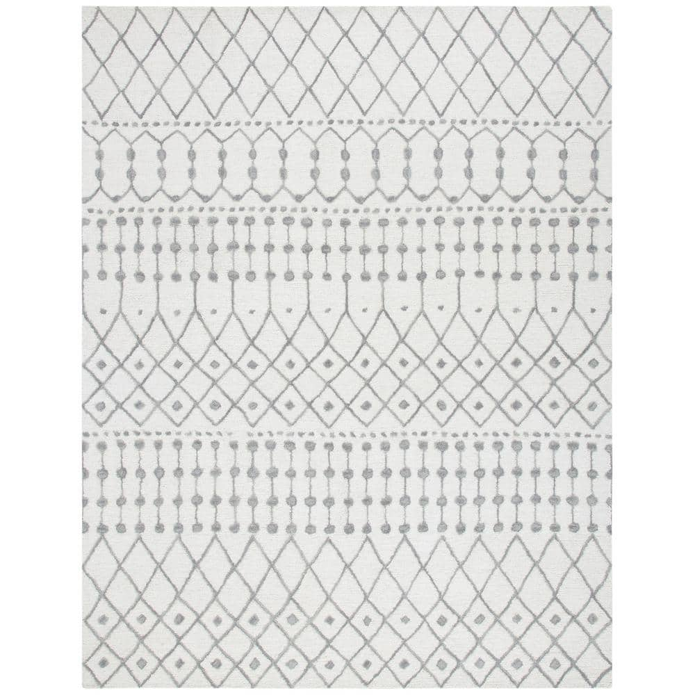 SAFAVIEH Blossom Aspen Geometric Wool Area Rug, Ivory/Grey, 10' x 14'
