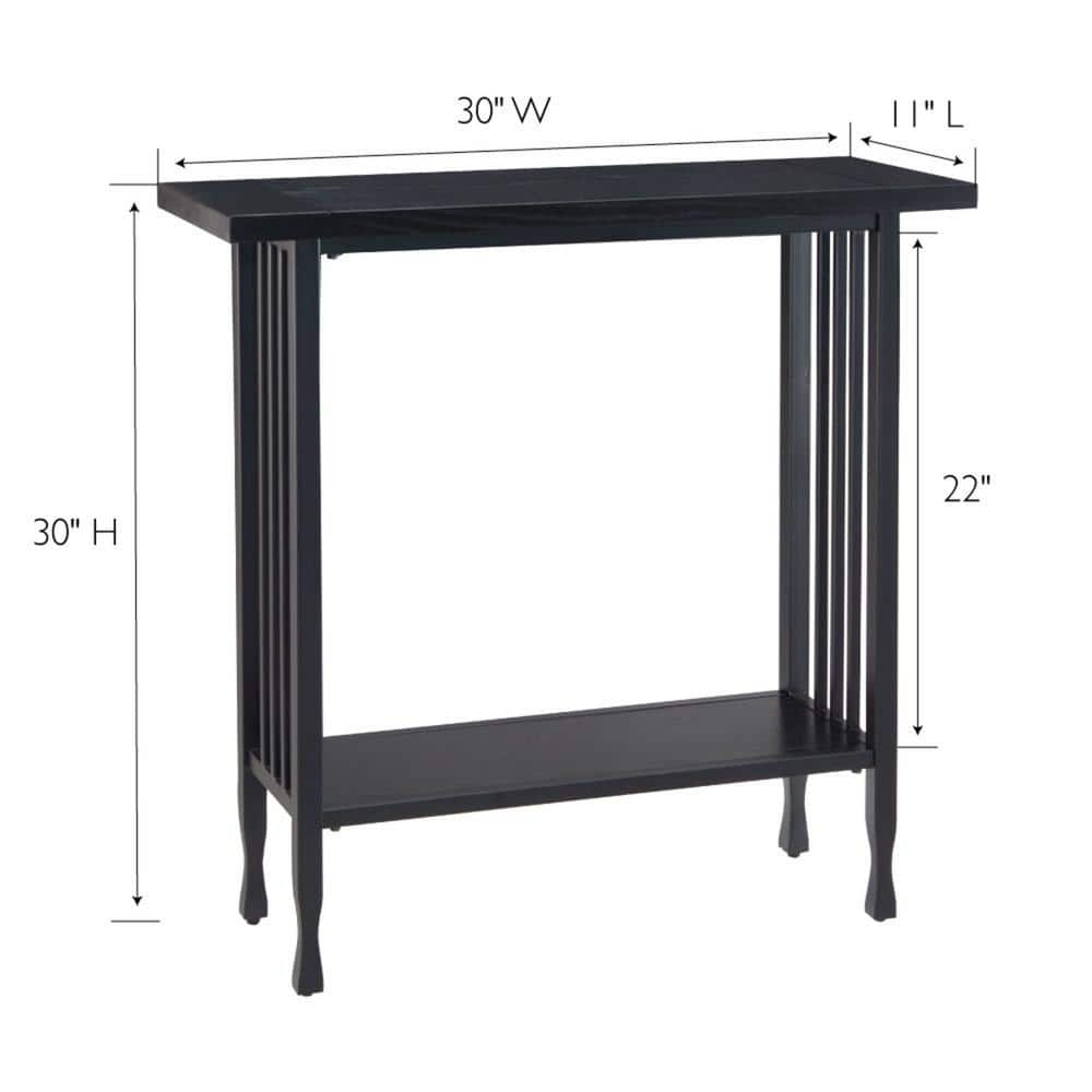 Leick Home 11232-BK Ironcraft Rustic Console Table, Black Wash