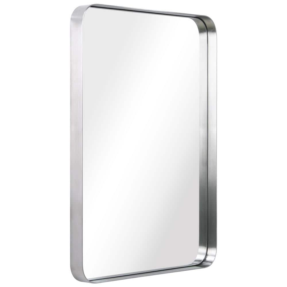 Empire Art Direct Ultra Brushed Silver Stainless Steel Frame Rectangle Wall Mirror, 22" x 30" x 2", Ready to Hang