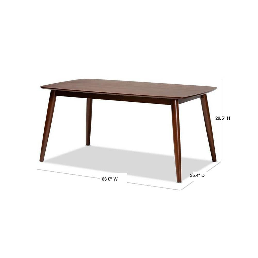 Walnut Brown & Light Gray Mid-Century Modern 6-Piece Dining Set