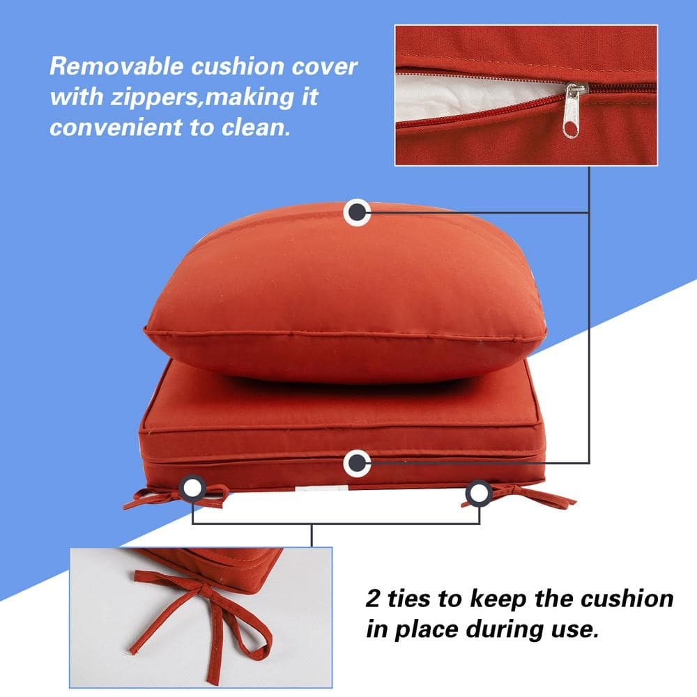 Yeahumalia Patio Deep Seat Cushions 23'' x 24'' with Removable Cover, Water and Fade Resistant, Red