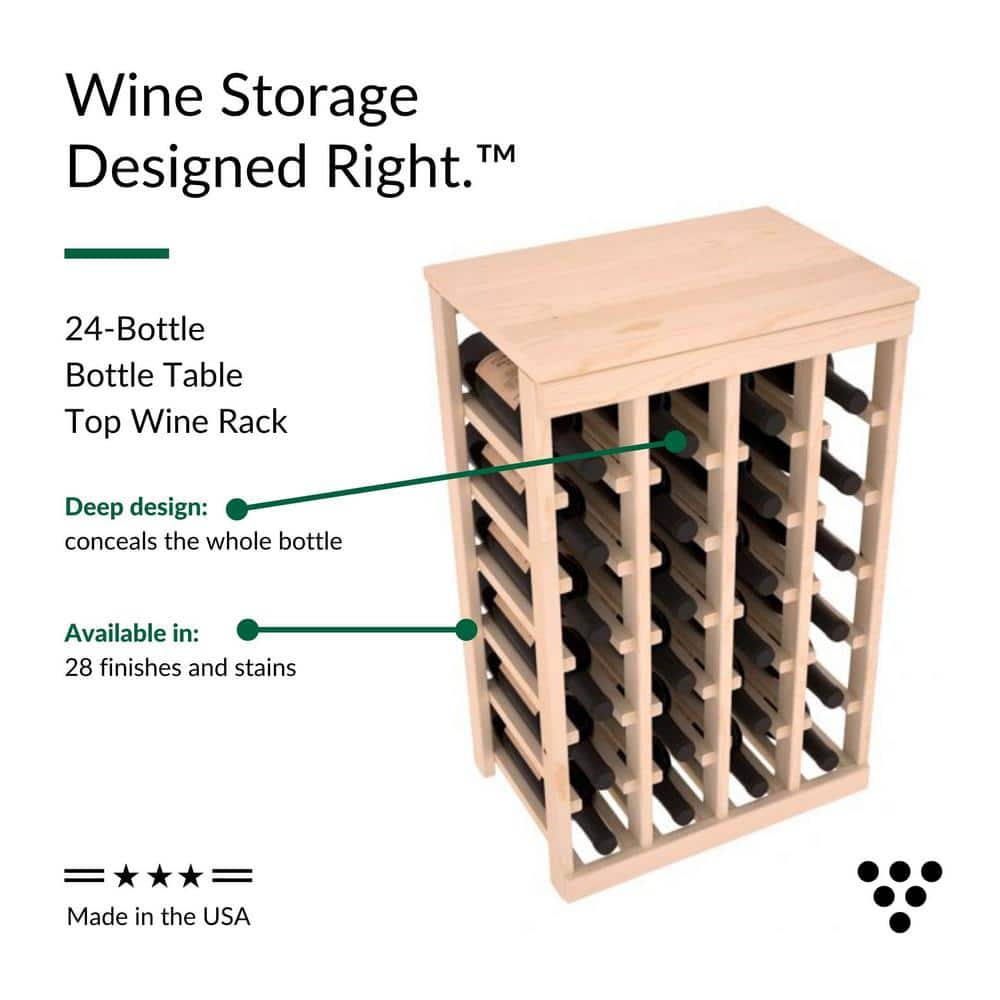 Unstained America Redwood 24-Bottle Table Top Wine Racks