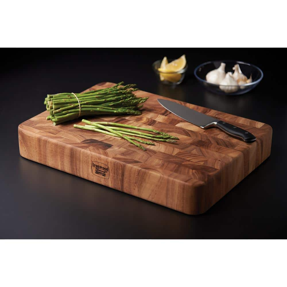 Ironwood Gourmet Union Stock Yard End Grain Butcher Block, Acacia Wood, 14" x 20" x 3"