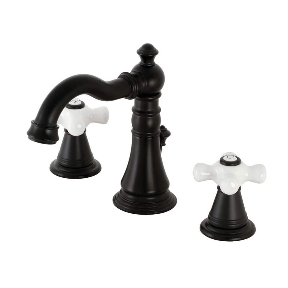 Kingston Brass FSC1970APX American Classic Widespread Bathroom Faucet with Brass Pop-Up, Matte Black
