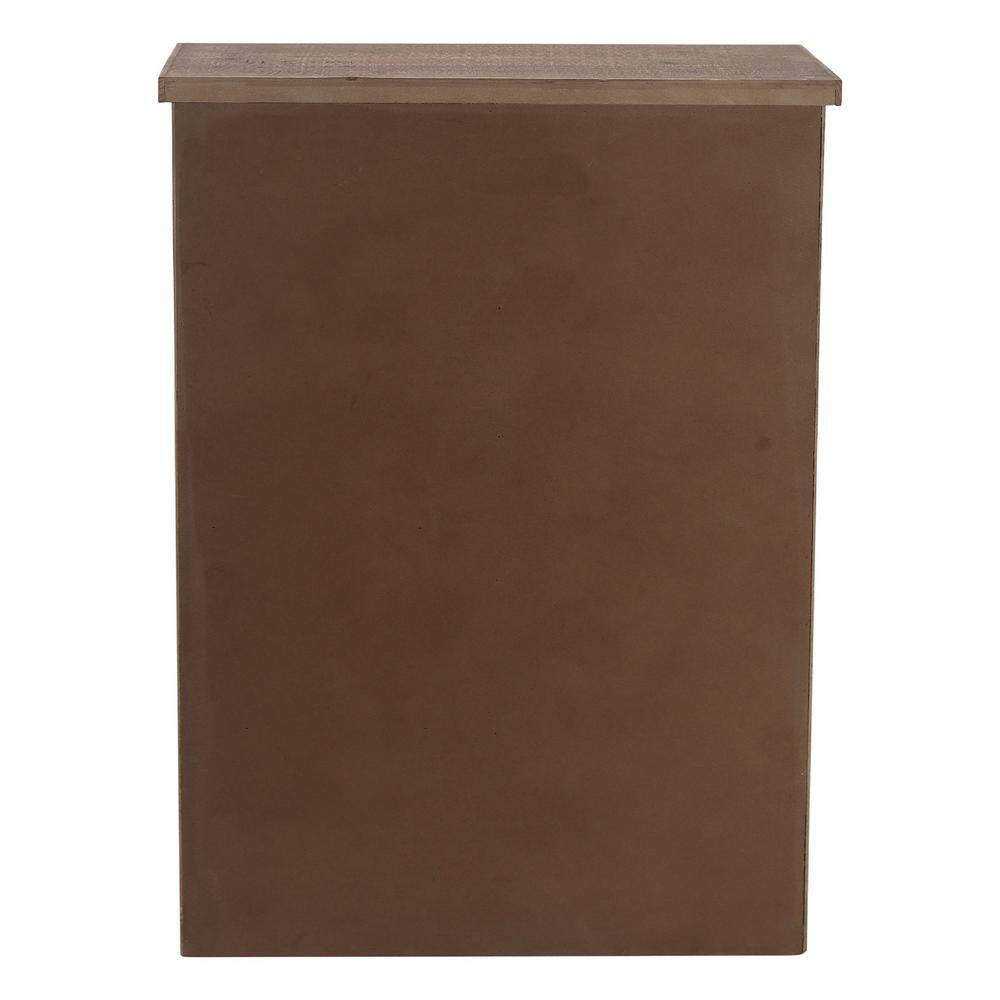 Parisloftinc Rustic Wood End Table with Sliding Barn Door Brown